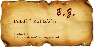 Bekő Zoltán névjegykártya